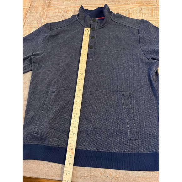 Tommy Bahama Mens L Knit Pullover 1/4 Button Gray Kangaroo Pocket - Picture 4 of 5